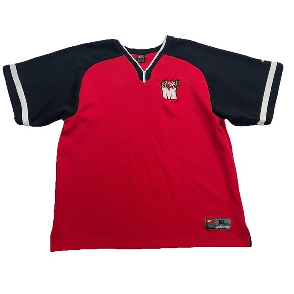 Nike Team Apparel Maryland University Terrapins Men's XL Warm Up Shirt Y2K Red - Picture 1 of 12